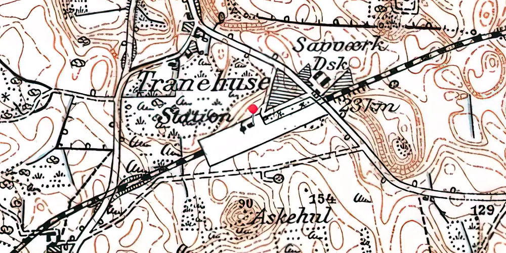 Historisk kort over Tranehuse Station