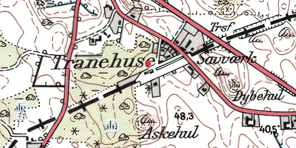 Historisk kort over Tranehuse Station 