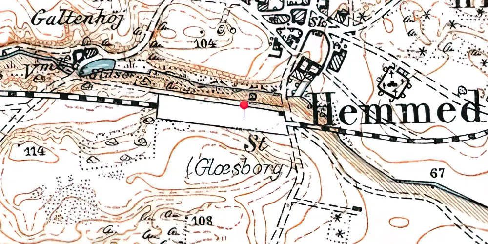 Historisk kort over Glesborg Station