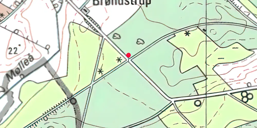 Historisk kort over Brøndstrup Trinbræt