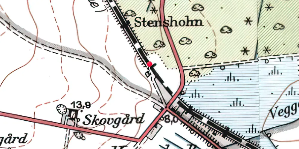 Historisk kort over Tornled Station