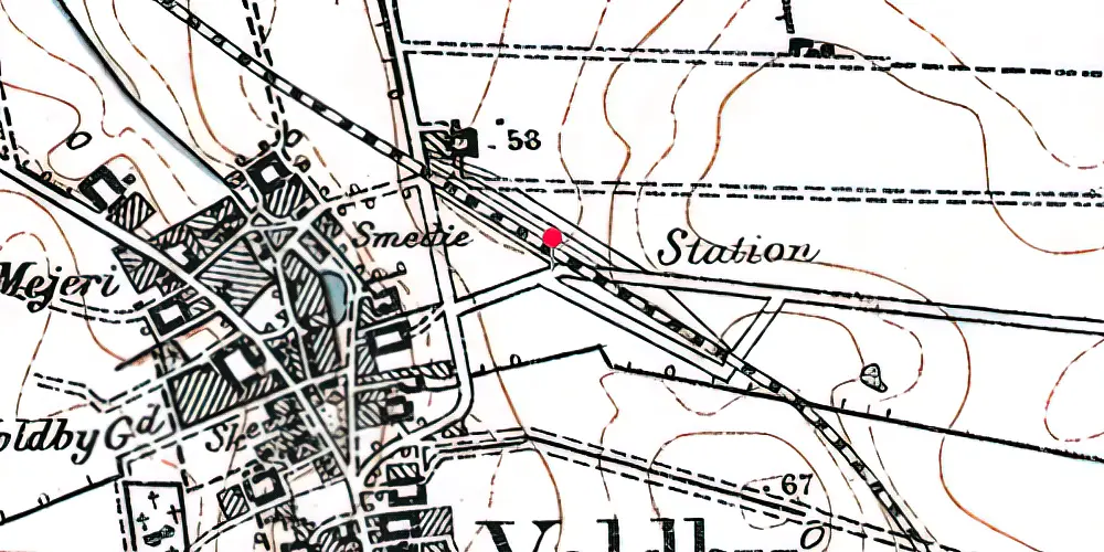 Historisk kort over Voldby Station