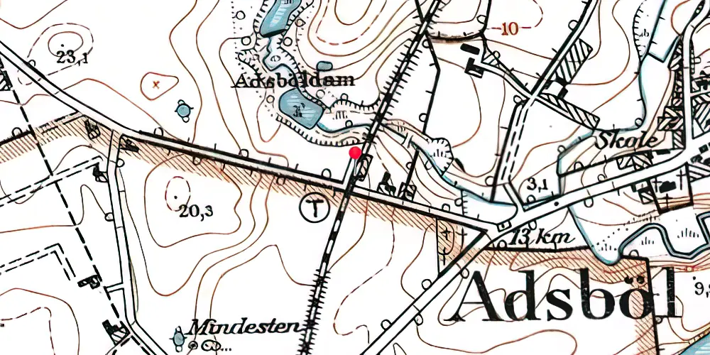 Historisk kort over Adsbøl Billetsalgssted