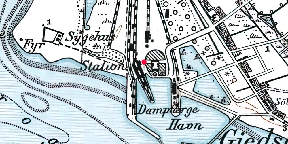 Historisk kort over Gedser Station 
