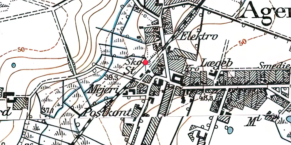 Historisk kort over Agerskov Station