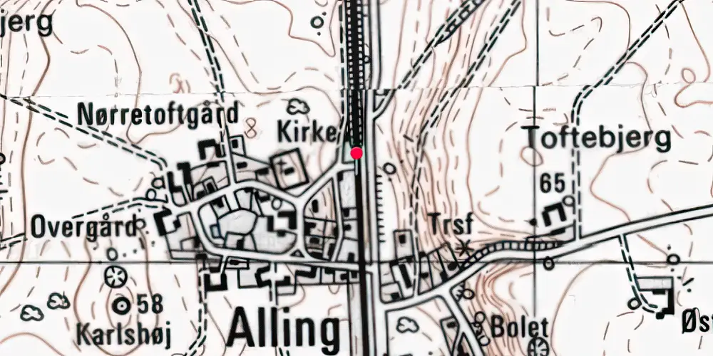 Historisk kort over Alling Trinbræt 