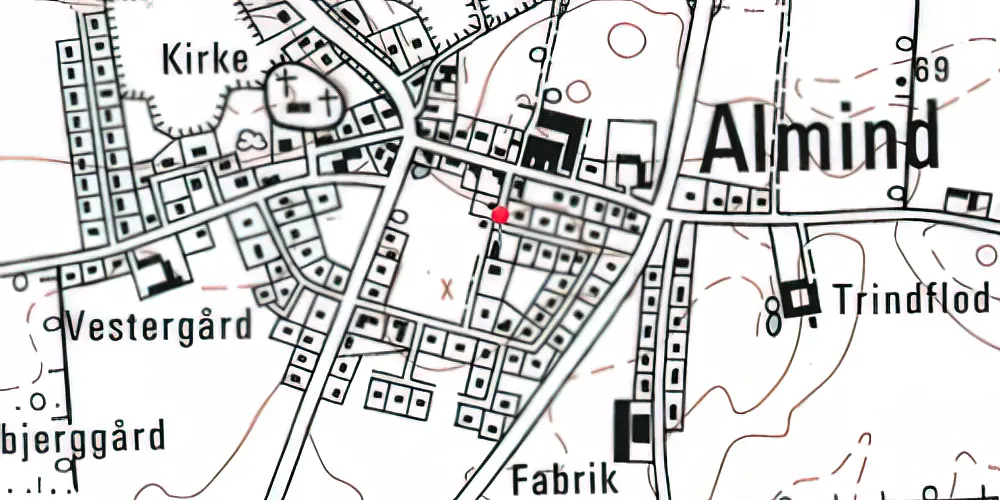 Historisk kort over Almind Station 