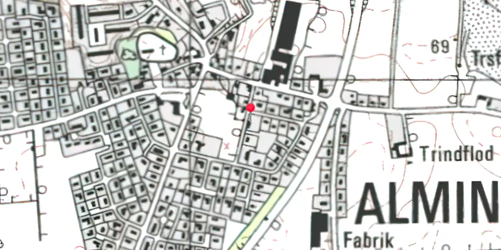 Historisk kort over Almind Station 