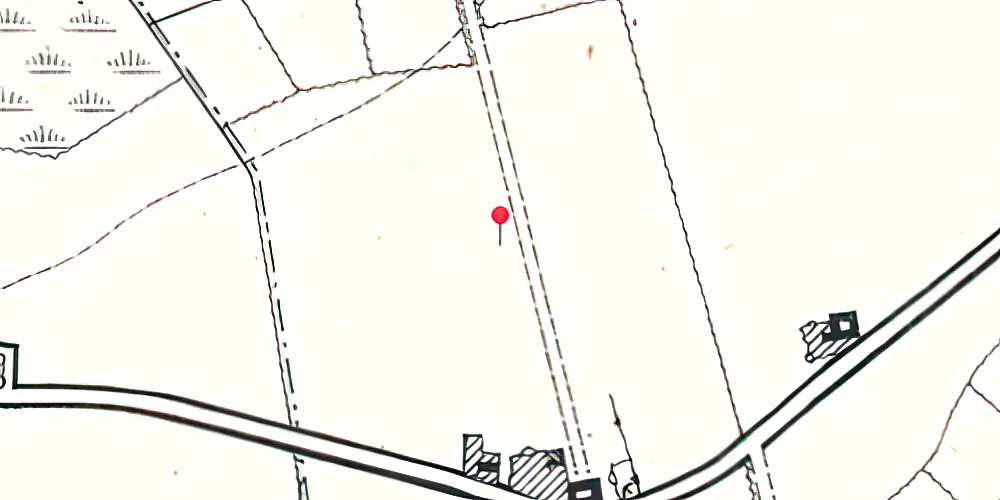 Historisk kort over Alslev Kro Billetsalgssted med Sidespor 