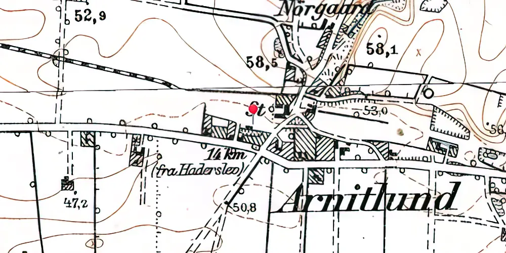 Historisk kort over Arnitlund Station