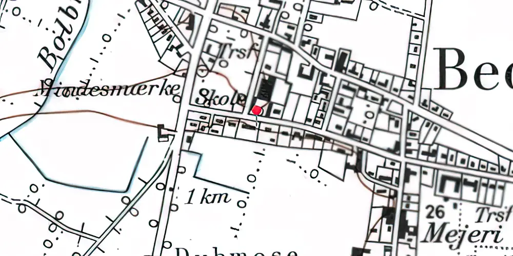 Historisk kort over Bedsted Løgum Station 