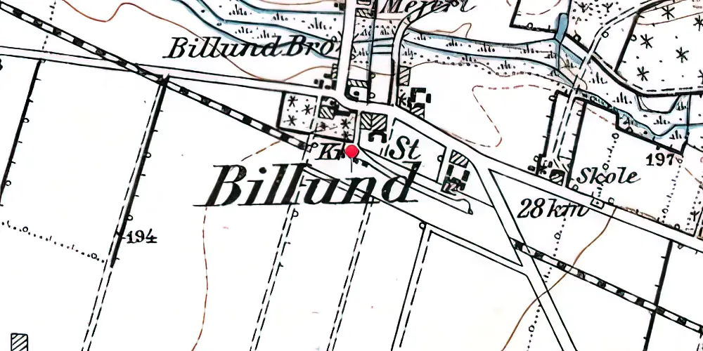 Historisk kort over Billund Station