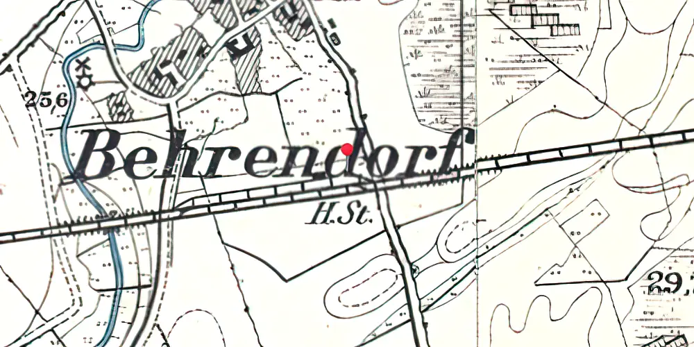 Historisk kort over Bjerndrup Holdeplads med sidespor 