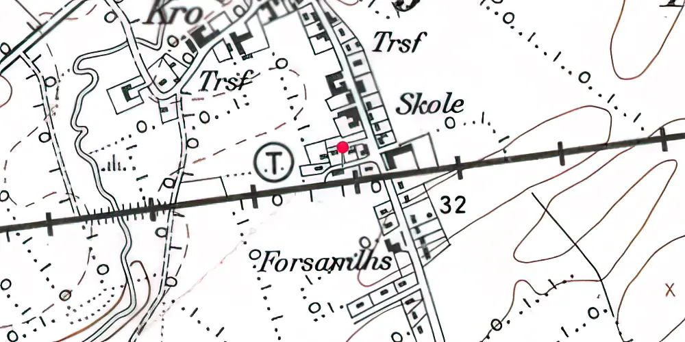 Historisk kort over Bjerndrup Holdeplads med sidespor