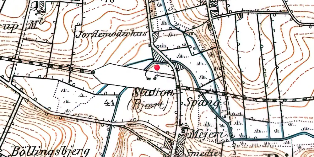 Historisk kort over Bjert Station