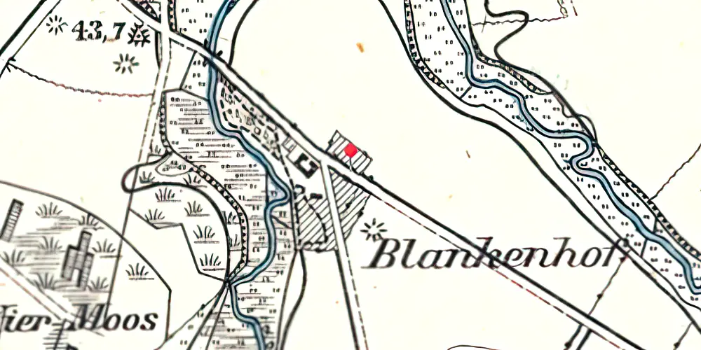 Historisk kort over Blankenhof Holdeplads med sidespor