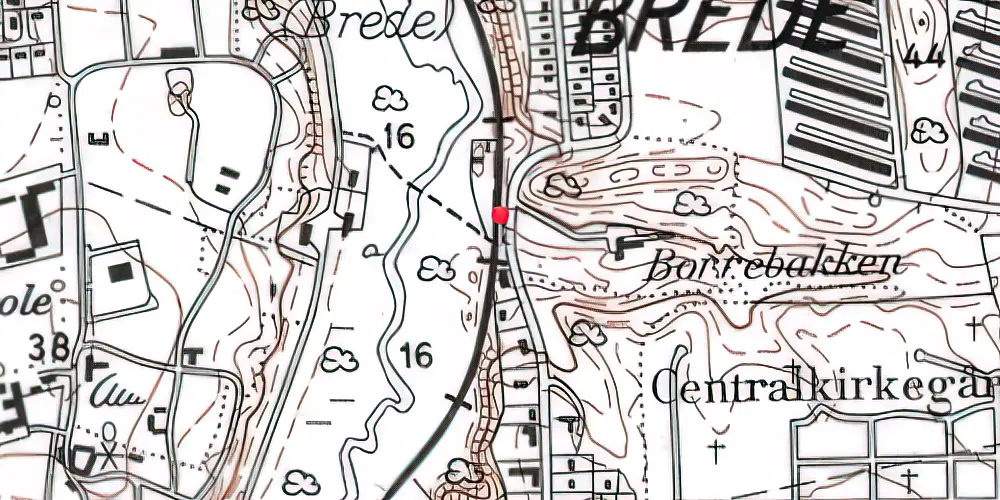 Historisk kort over Borrebakken Trinbræt 