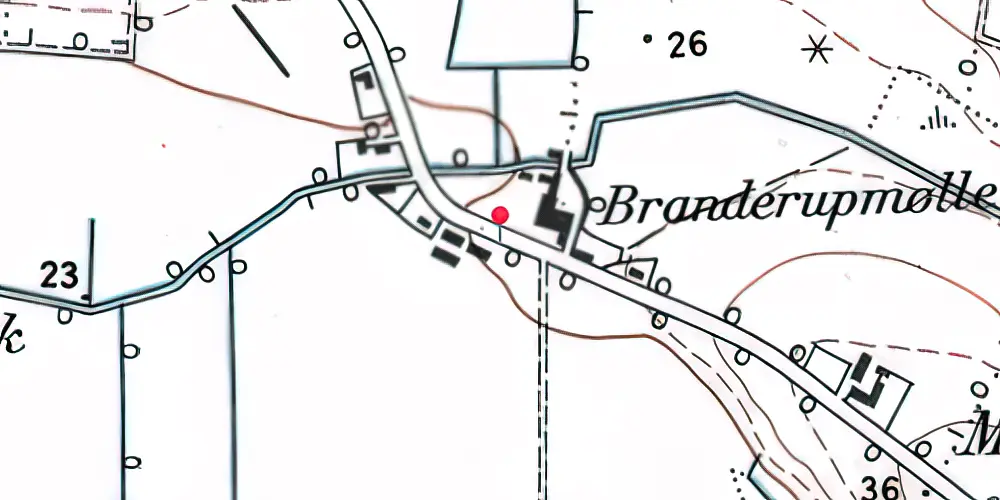 Historisk kort over Branderup Mølle Holdeplads med sidespor