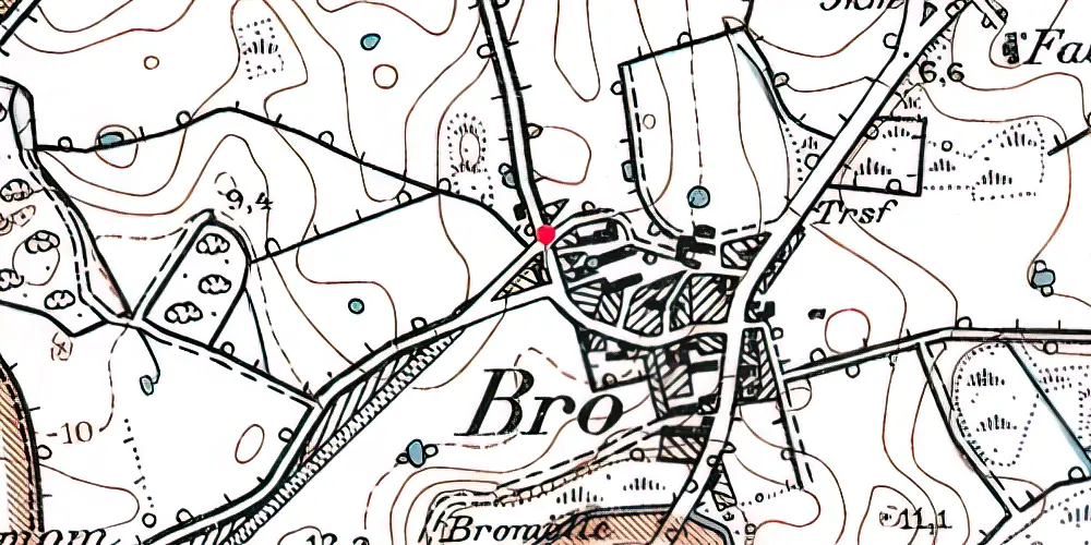 Historisk kort over Bro Station 