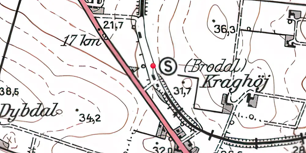 Historisk kort over Brodal Station 