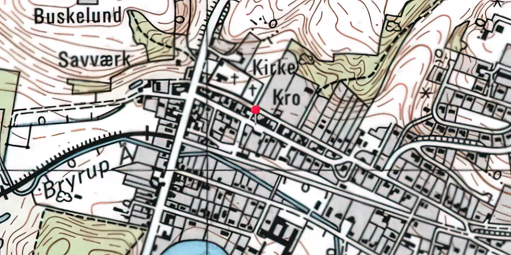 Historisk kort over Bryrup (smalspor) Station