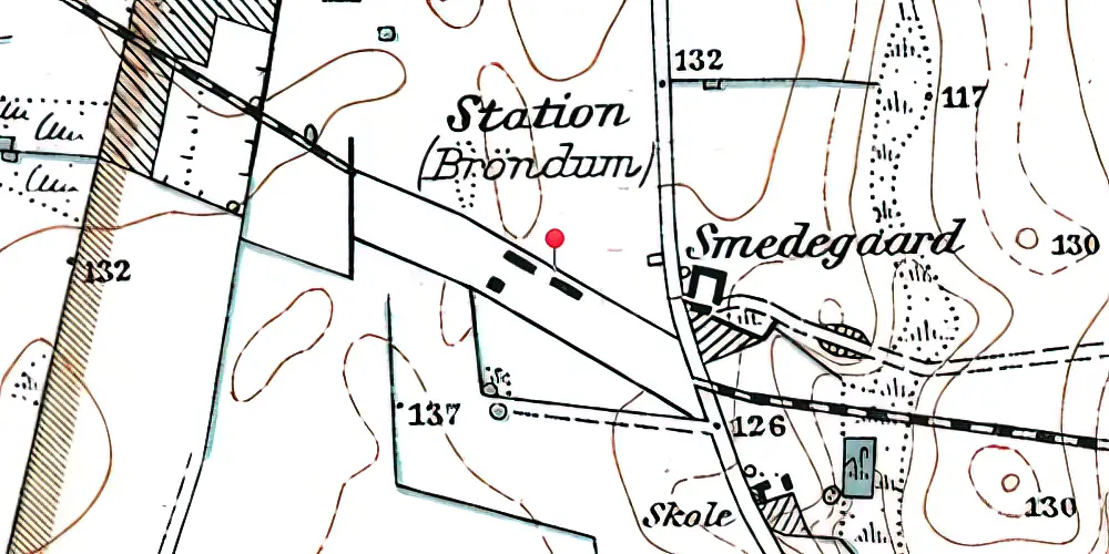 Historisk kort over Brøndum Station