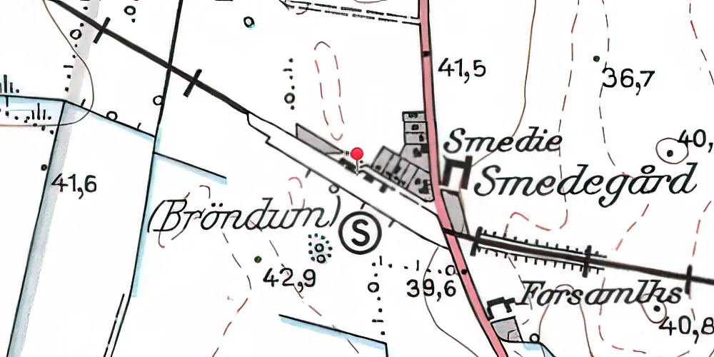 Historisk kort over Brøndum Station 