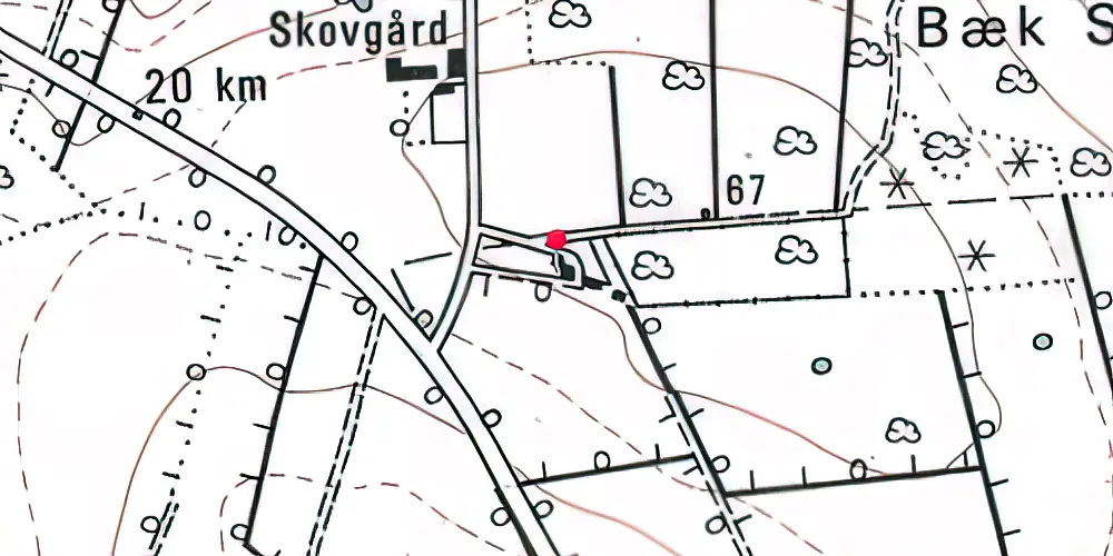 Historisk kort over Bæk Skov Station