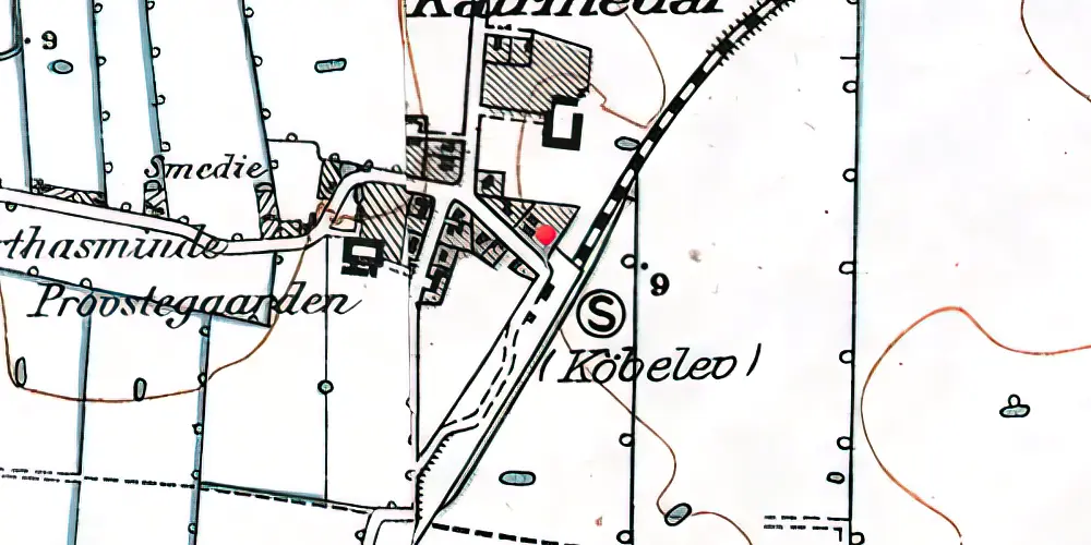 Historisk kort over Købelev Station