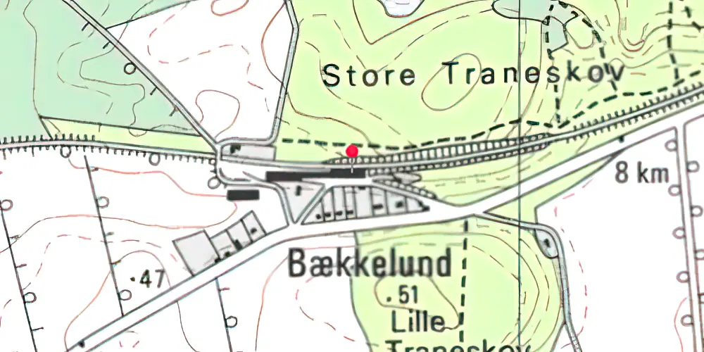 Historisk kort over Bækkelund Trinbræt