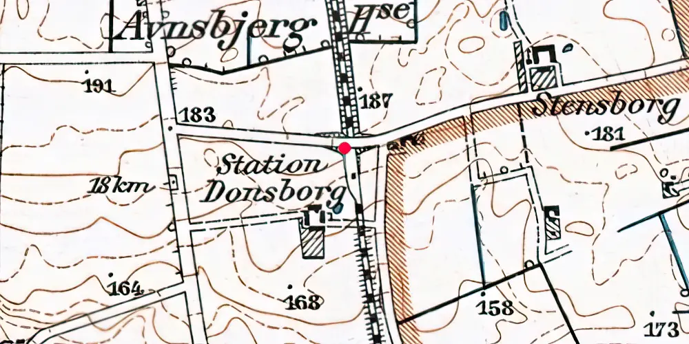 Historisk kort over Donsborg Trinbræt