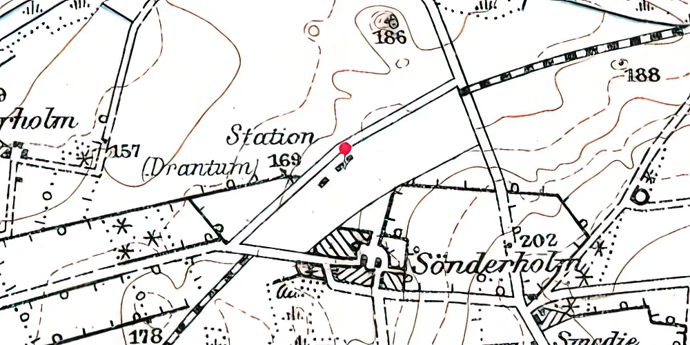 Historisk kort over Drantum Billetsalgssted med Sidespor