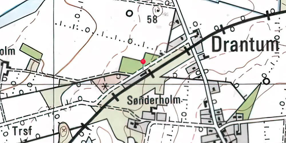 Historisk kort over Drantum Billetsalgssted med Sidespor 