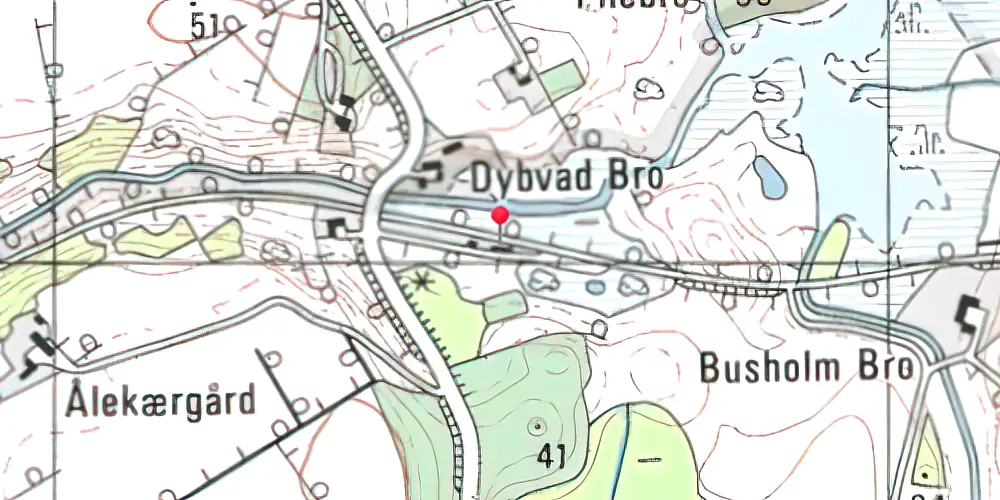 Historisk kort over Dybvadbro Station 