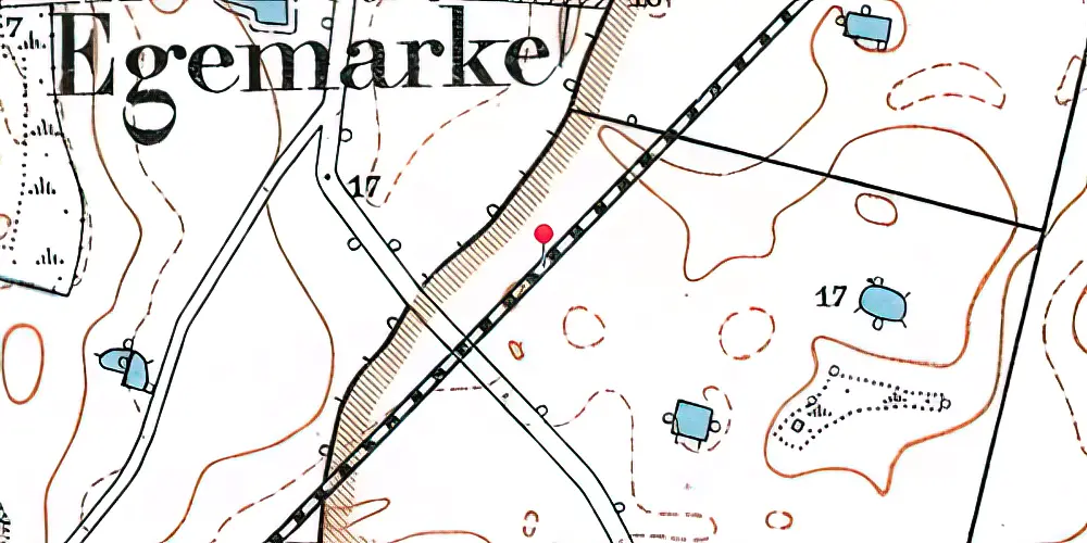 Historisk kort over Egemarke Trinbræt med Sidespor