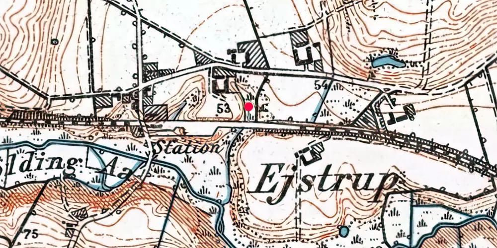 Historisk kort over Ejstrup Station