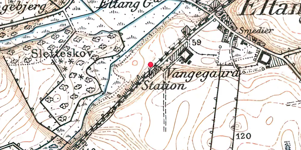 Historisk kort over Eltang Station