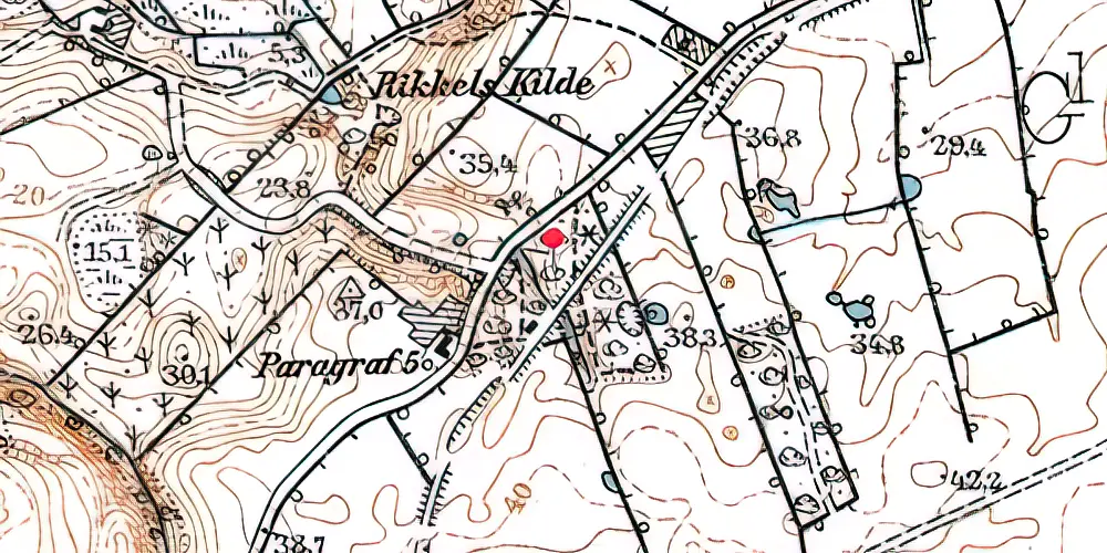 Historisk kort over Erlev Kro Trinbræt