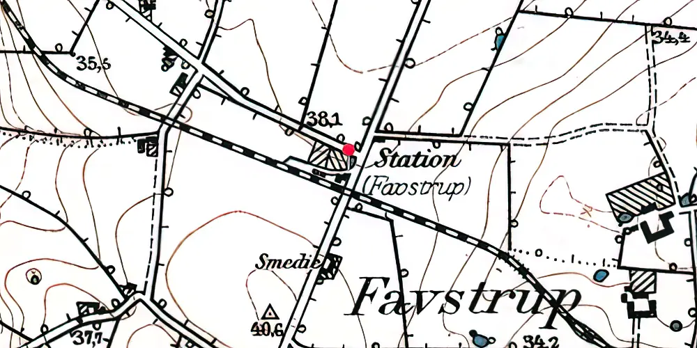 Historisk kort over Favstrup Station