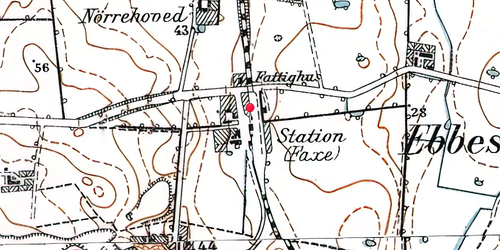 Historisk kort over Fakse Station 
