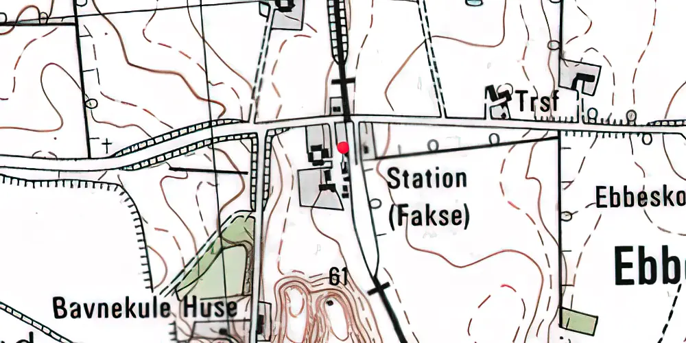 Historisk kort over Fakse Station 