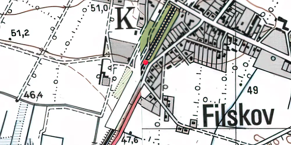 Historisk kort over Filskov Station 