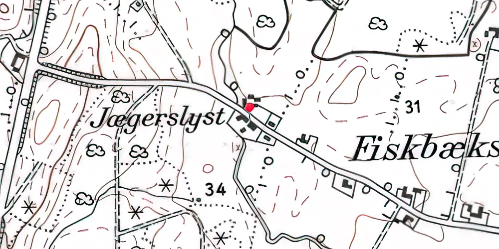 Historisk kort over Fiskbækskov Stationskro