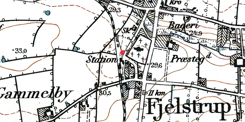 Historisk kort over Fjelstrup Station