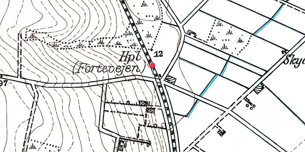 Historisk kort over Fortevej Trinbræt