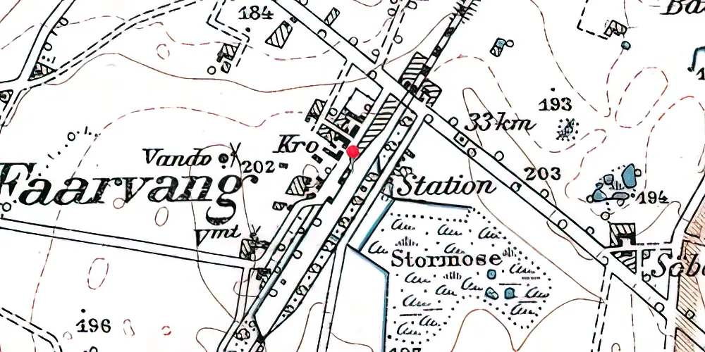 Historisk kort over Fårvang Station