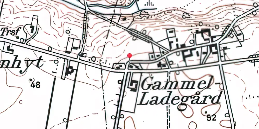 Historisk kort over Gammel Ladegård Station