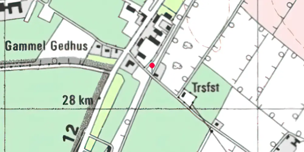 Historisk kort over Gedhus Trinbræt med Sidespor