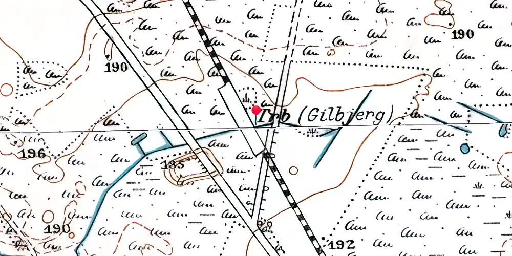 Historisk kort over Gilbjerg Trinbræt med Sidespor