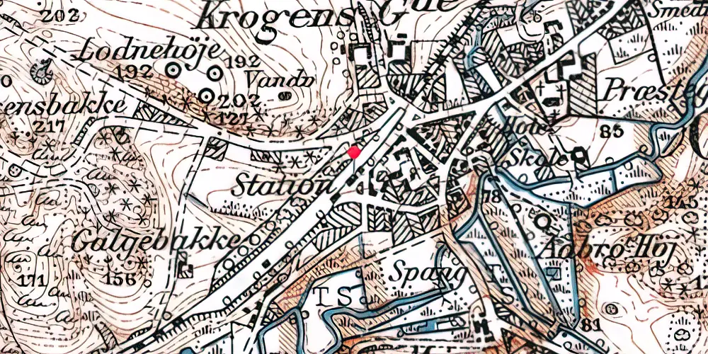 Historisk kort over Gjern Station